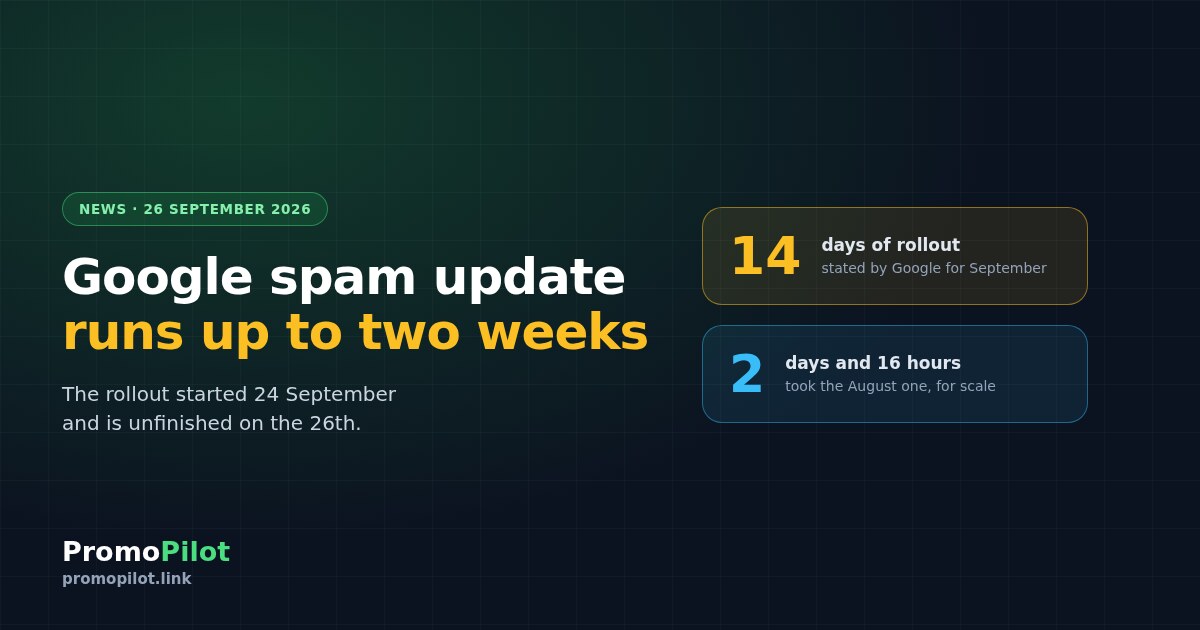 Google September 2026 spam update: the rollout runs up to two weeks
